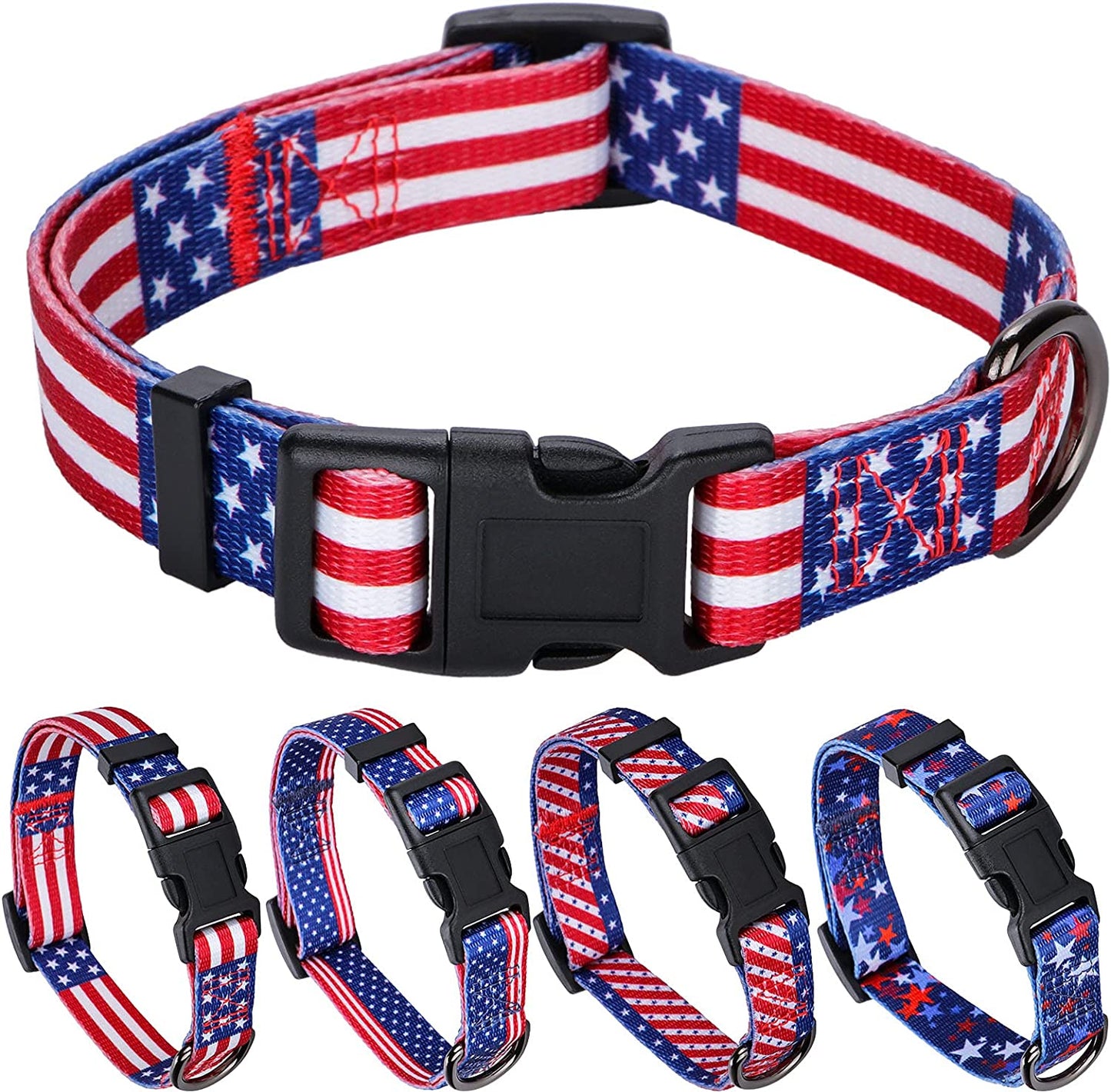 American Flag Dog Collar Independence Day Fourth of July the Great America Dog Collars Medium