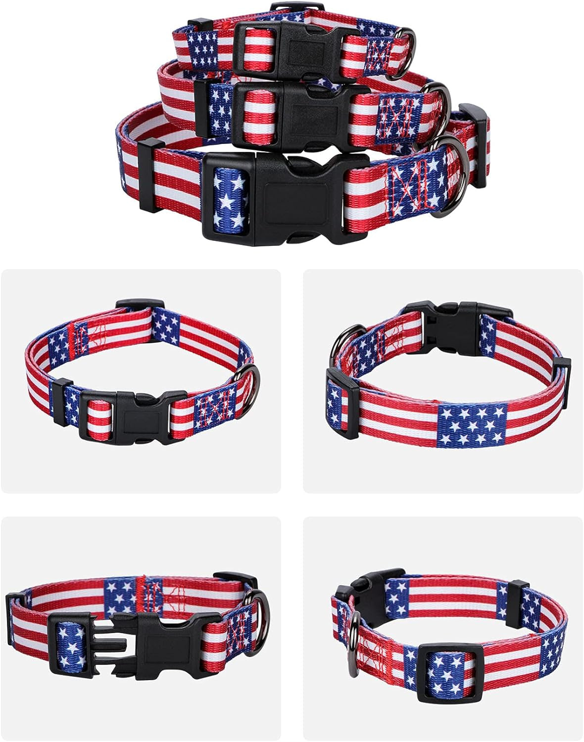 American Flag Dog Collar Independence Day Fourth of July the Great America Dog Collars Medium