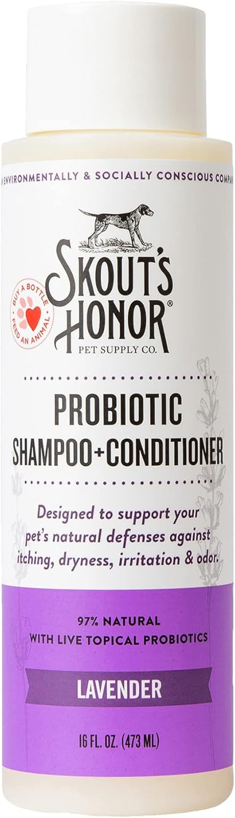 Probiotic Pet Shampoo & Conditioner with Avocado Oil & Omega-3S, 97% Natural, Paraben & Sulfate-Free, Cruelty-Free, 16Oz, Lavender