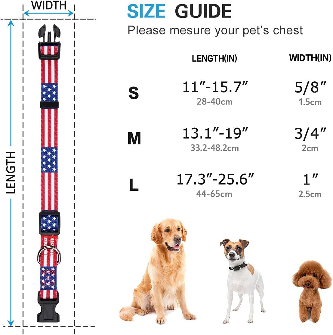 American Flag Dog Collar Independence Day Fourth of July the Great America Dog Collars Medium
