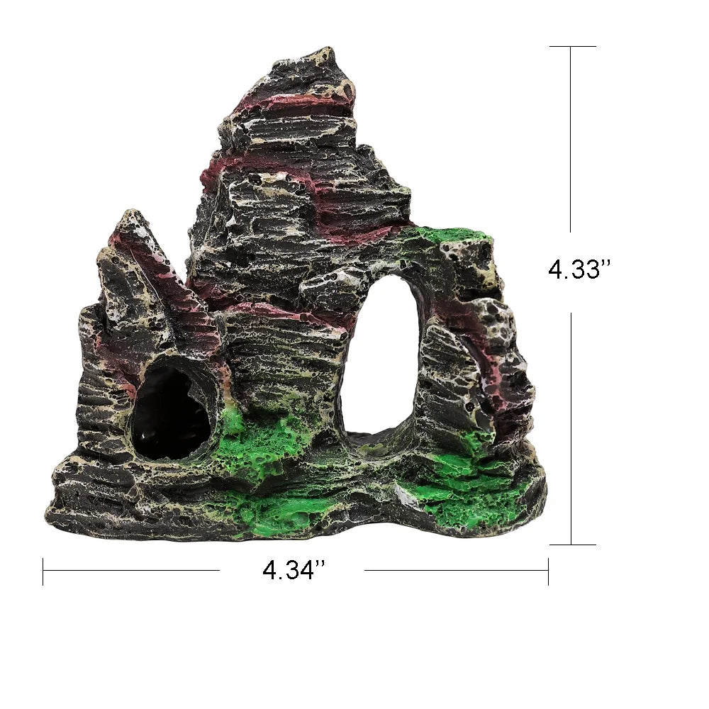 7 Pack Aquarium Fish Tank Plastic Plants and Cave Rock Decorations Decor, Colorful Small Artificial Plants