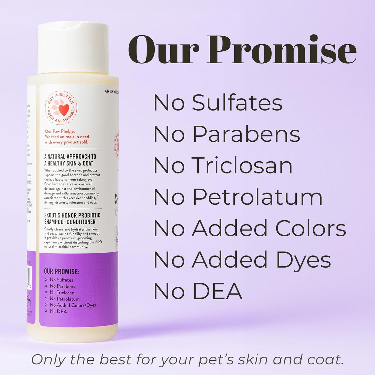 Probiotic Pet Shampoo & Conditioner with Avocado Oil & Omega-3S, 97% Natural, Paraben & Sulfate-Free, Cruelty-Free, 16Oz, Lavender