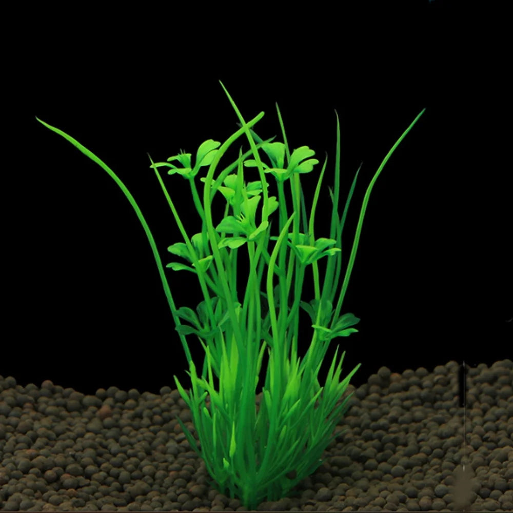 7 Pack Aquarium Fish Tank Plastic Plants and Cave Rock Decorations Decor, Colorful Small Artificial Plants