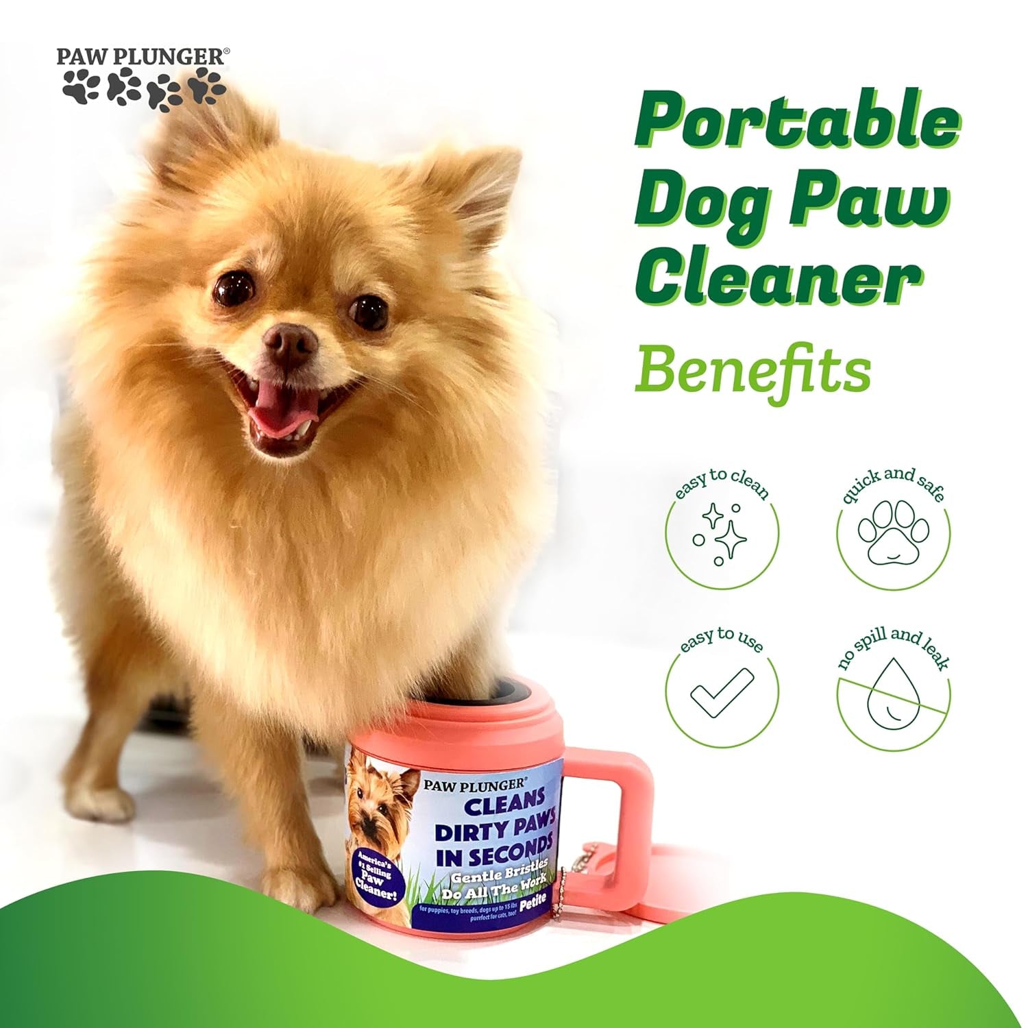 – Dog Paw Cleaner - Puppy Essentials - Portable Dirty Paw Washer - Ideal for Small Dogs - Pink